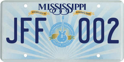 MS license plate JFF002