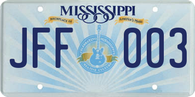 MS license plate JFF003