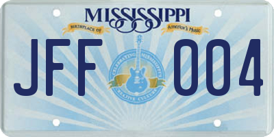 MS license plate JFF004
