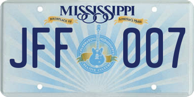 MS license plate JFF007