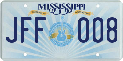 MS license plate JFF008