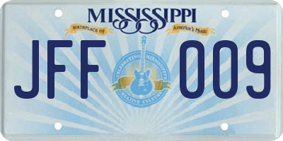 MS license plate JFF009