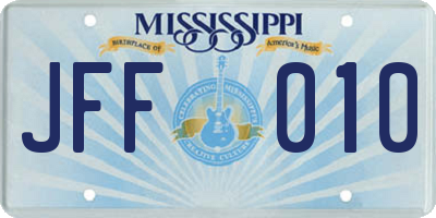 MS license plate JFF010