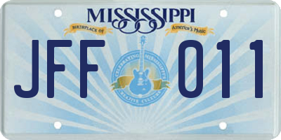 MS license plate JFF011