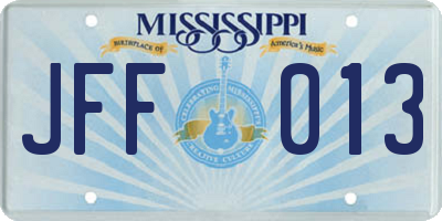 MS license plate JFF013