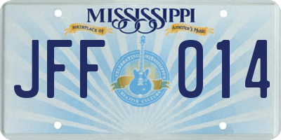 MS license plate JFF014