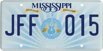 MS license plate JFF015