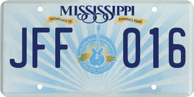 MS license plate JFF016