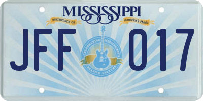 MS license plate JFF017