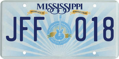 MS license plate JFF018