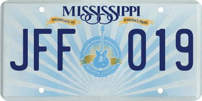 MS license plate JFF019