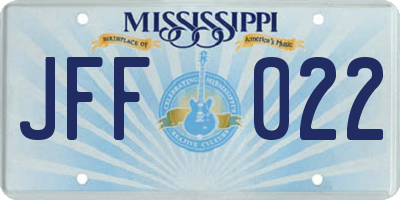MS license plate JFF022