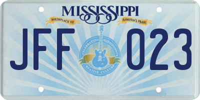 MS license plate JFF023