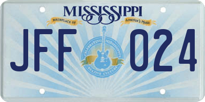 MS license plate JFF024