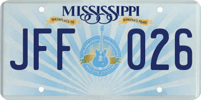 MS license plate JFF026