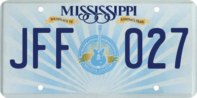 MS license plate JFF027
