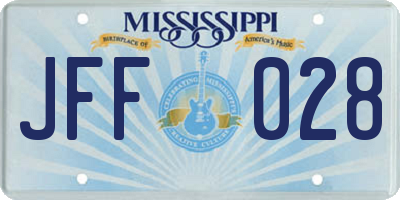 MS license plate JFF028