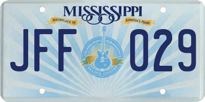 MS license plate JFF029