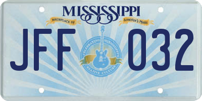 MS license plate JFF032