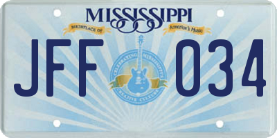 MS license plate JFF034