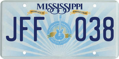 MS license plate JFF038