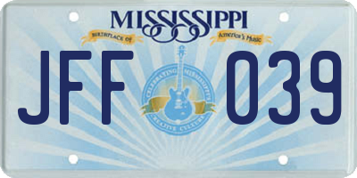 MS license plate JFF039
