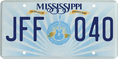 MS license plate JFF040