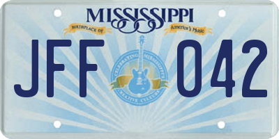 MS license plate JFF042