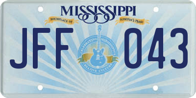 MS license plate JFF043