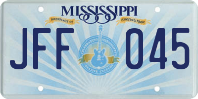 MS license plate JFF045