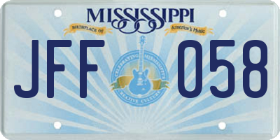 MS license plate JFF058