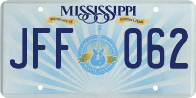 MS license plate JFF062
