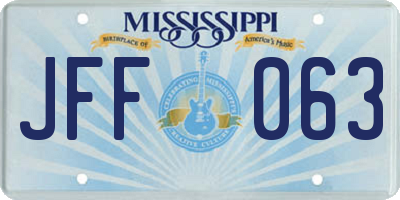 MS license plate JFF063
