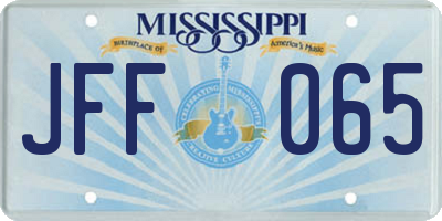MS license plate JFF065