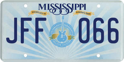MS license plate JFF066
