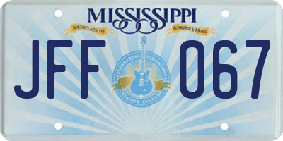 MS license plate JFF067