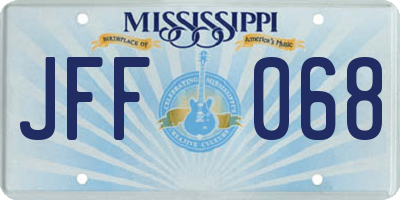 MS license plate JFF068