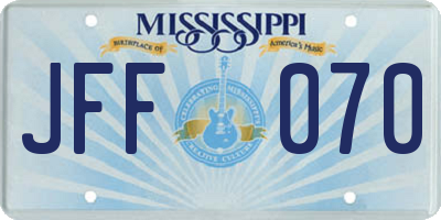 MS license plate JFF070