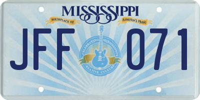 MS license plate JFF071