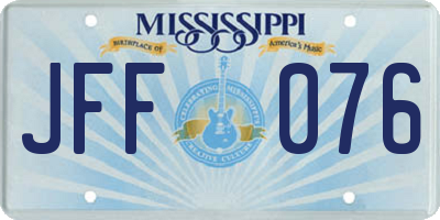 MS license plate JFF076