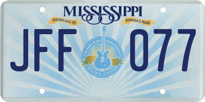 MS license plate JFF077