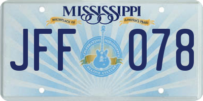 MS license plate JFF078