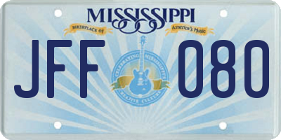 MS license plate JFF080