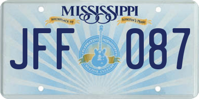 MS license plate JFF087