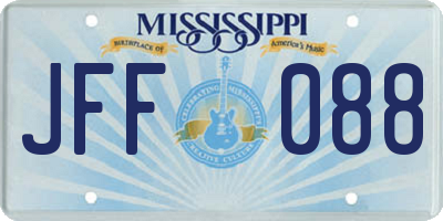 MS license plate JFF088