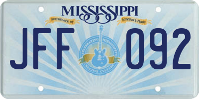 MS license plate JFF092