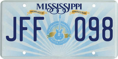 MS license plate JFF098