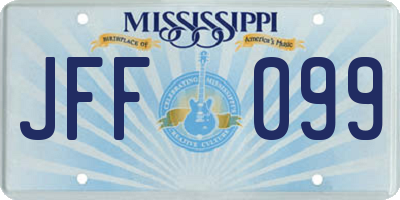 MS license plate JFF099