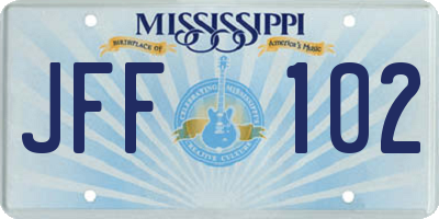 MS license plate JFF102