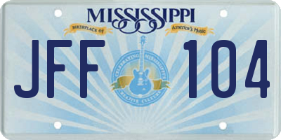 MS license plate JFF104